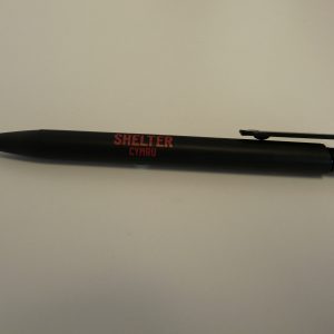 Shelter Cymru branded black pen