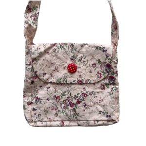 Pink floral patterned satchel bag